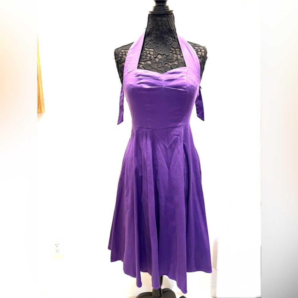 Vintage Anni Coco cotton halter backless  “swing” skater skirt dress